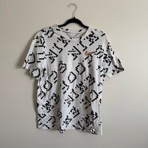 Nike White Tee with Black and Red Graphic